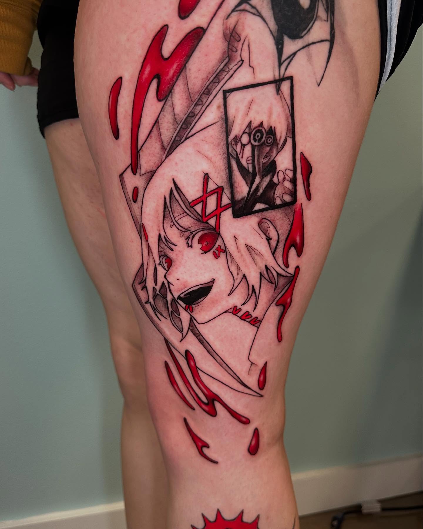 Anime Character Work tattoo by Trent - Cursed Ink Society artistry